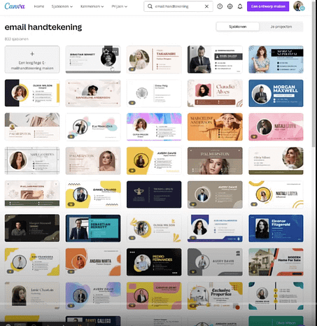 sjablonen canva email handtekening
