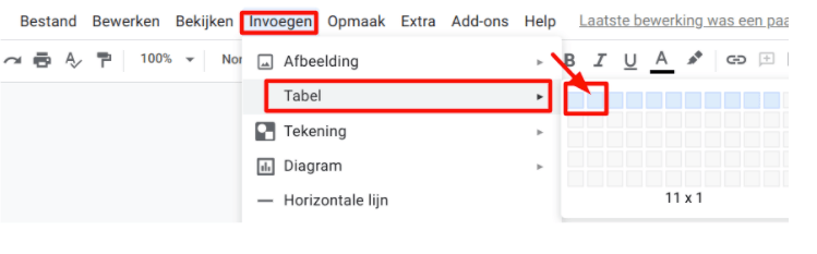 invoegen tabel-min invoegen tabel