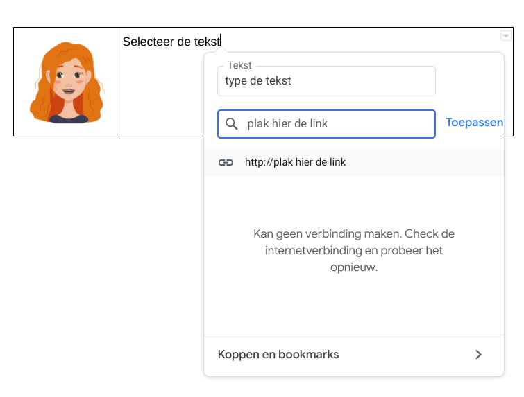 selecteer tekst en voeg een link in-min selecteer tekst en voeg een link in